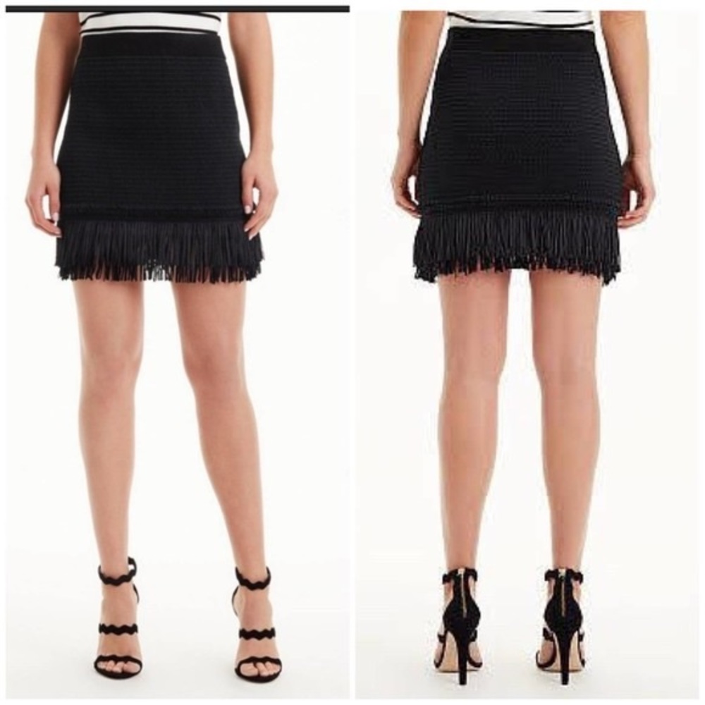 Club Monaco “Frederikah” Black Fringed Knit Mini Skirt Small
